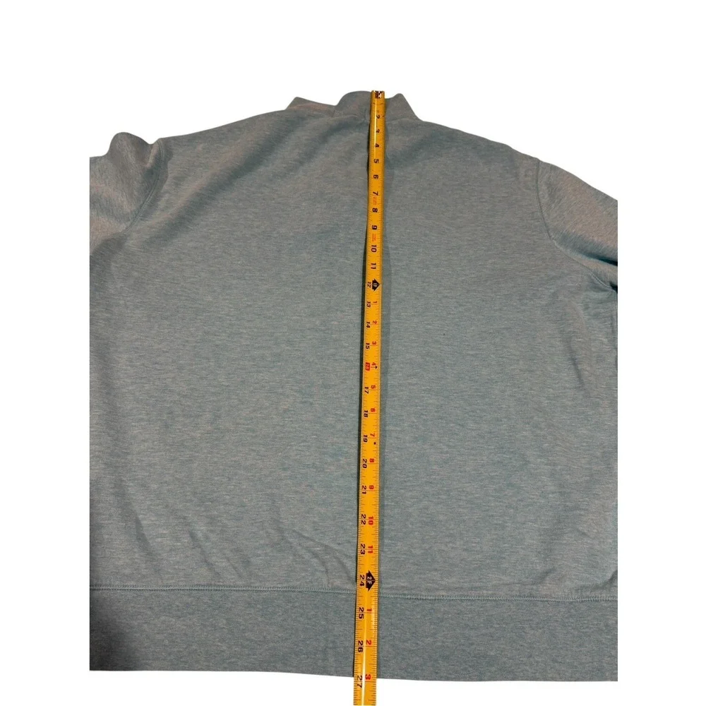 Polo Ralph Lauren Teal Yellow Pony Estate-Rib Quarter-Zip Pullover Sweater Sz LG